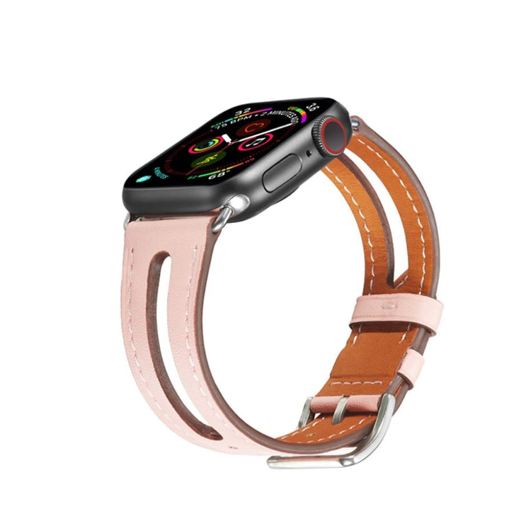 Apple Watch Series 5 44mm / Apple Watch 44mm Ægte læder Rem - Pink#serie_4