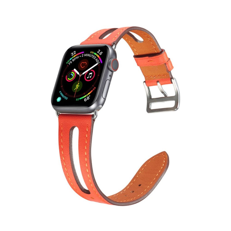 Apple Watch Series 5 44mm / Apple Watch 44mm Ægte læder Rem - Orange#serie_5