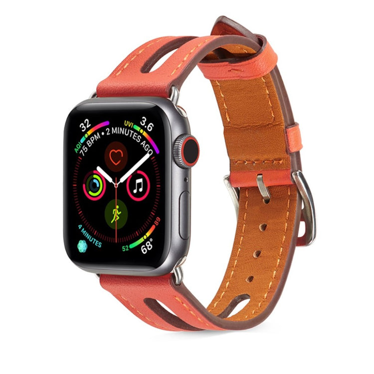 Apple Watch Series 5 44mm / Apple Watch 44mm Ægte læder Rem - Orange#serie_5