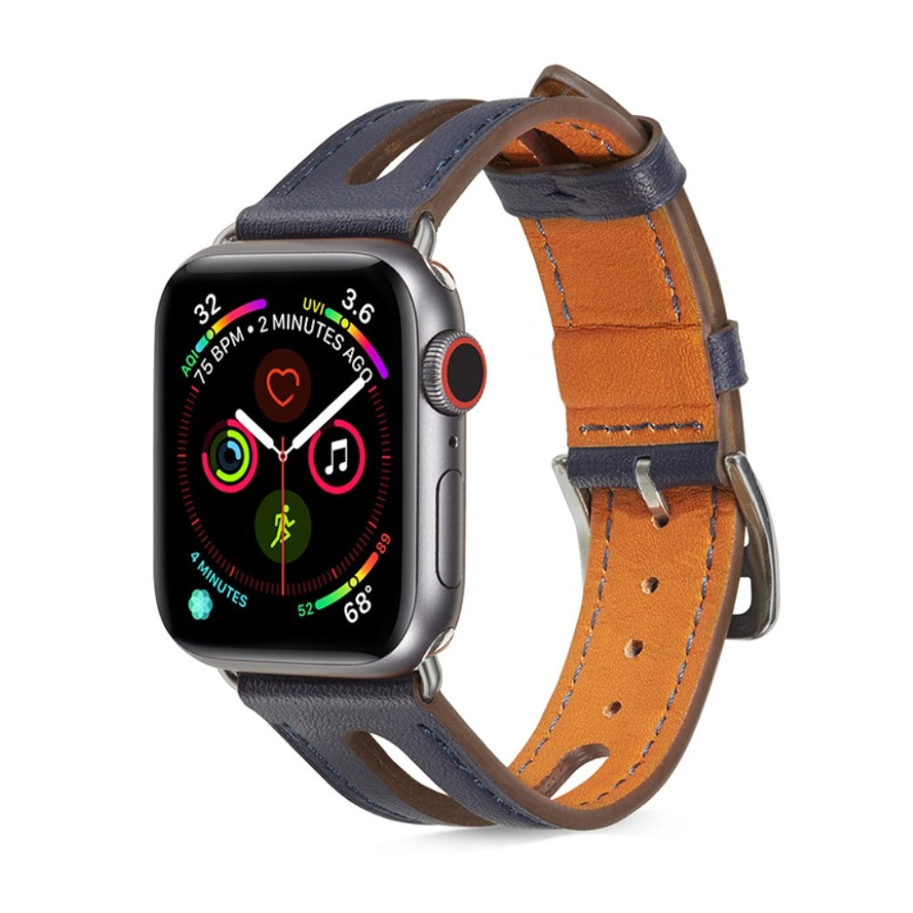 Apple Watch Series 5 44mm / Apple Watch 44mm Ægte læder Rem - Blå#serie_8