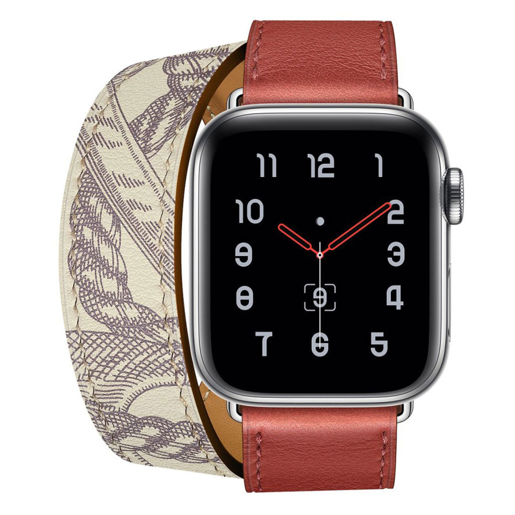 Apple Watch Series 5 44mm / Apple Watch 44mm Ægte læder Rem - Rød#serie_2