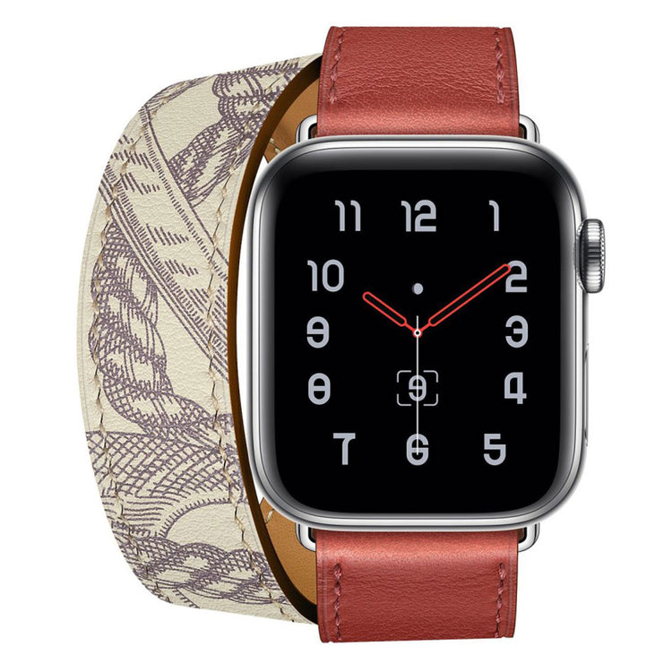 Apple Watch Series 5 44mm / Apple Watch 44mm Ægte læder Rem - Rød#serie_2