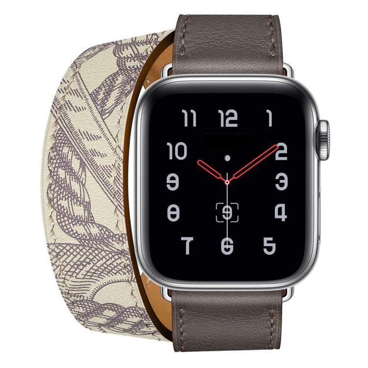 Apple Watch Series 5 44mm / Apple Watch 44mm Ægte læder Rem - Sølv#serie_3