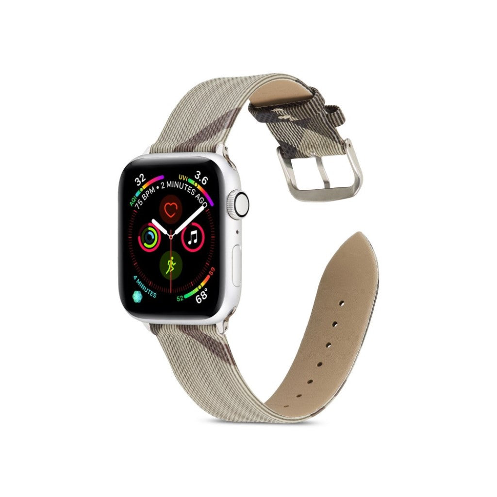 Apple Watch Series 5 44mm / Apple Watch 44mm Ægte læder Rem - Sølv#serie_4