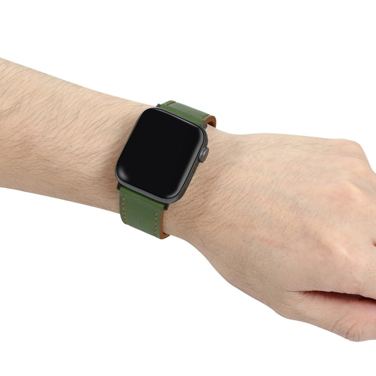 Apple Watch Series 5 44mm / Apple Watch 44mm Ægte læder Rem - Grøn#serie_1