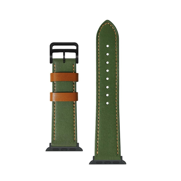 Apple Watch Series 5 44mm / Apple Watch 44mm Ægte læder Rem - Grøn#serie_1
