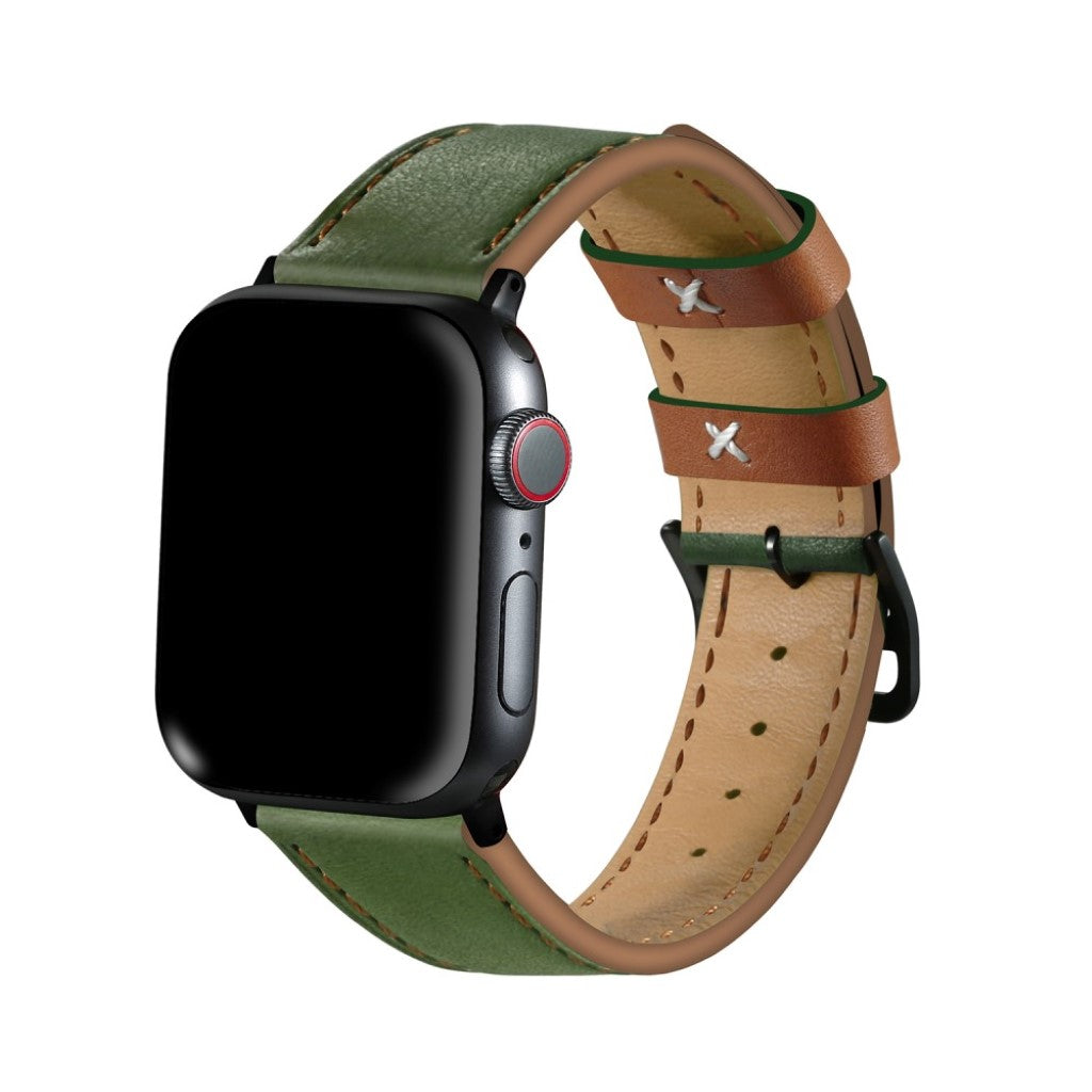 Apple Watch Series 5 44mm / Apple Watch 44mm Ægte læder Rem - Grøn#serie_1