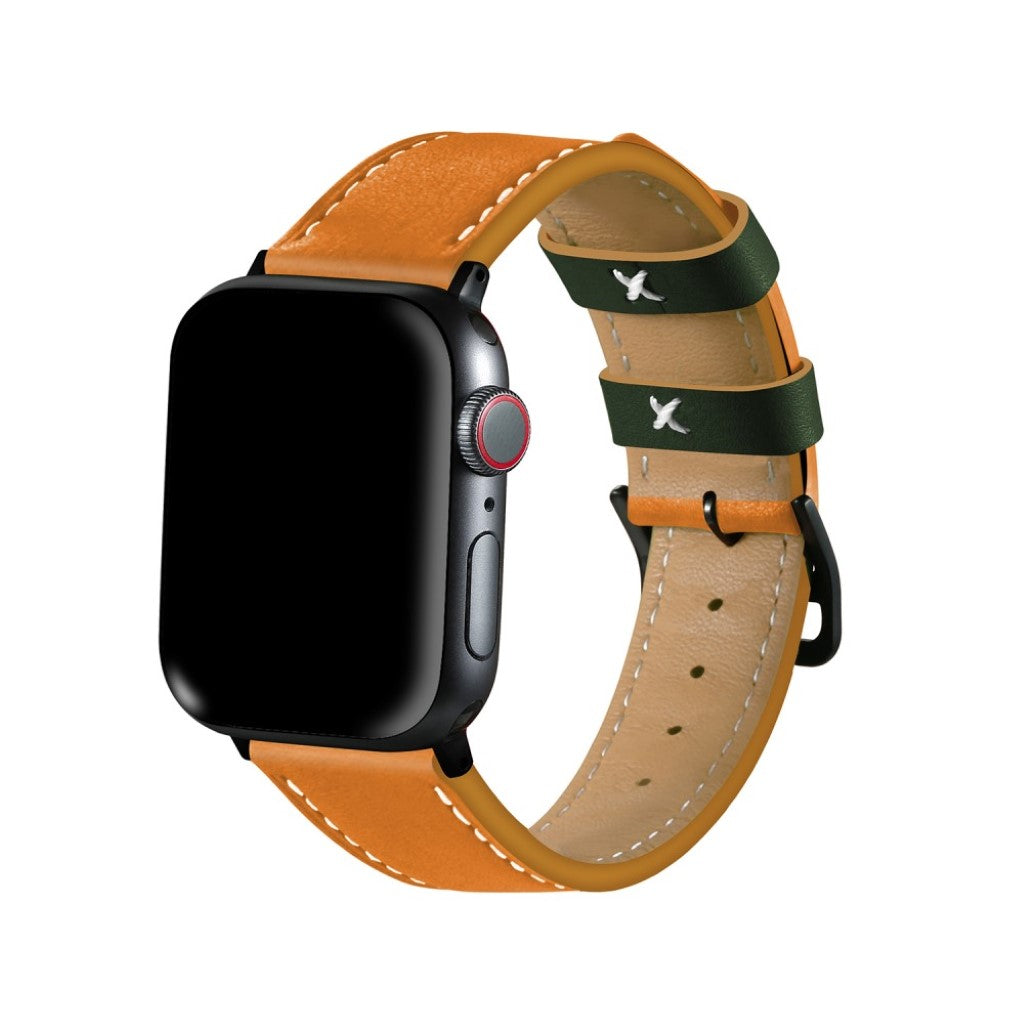 Apple Watch Series 5 44mm / Apple Watch 44mm Ægte læder Rem - Orange#serie_4