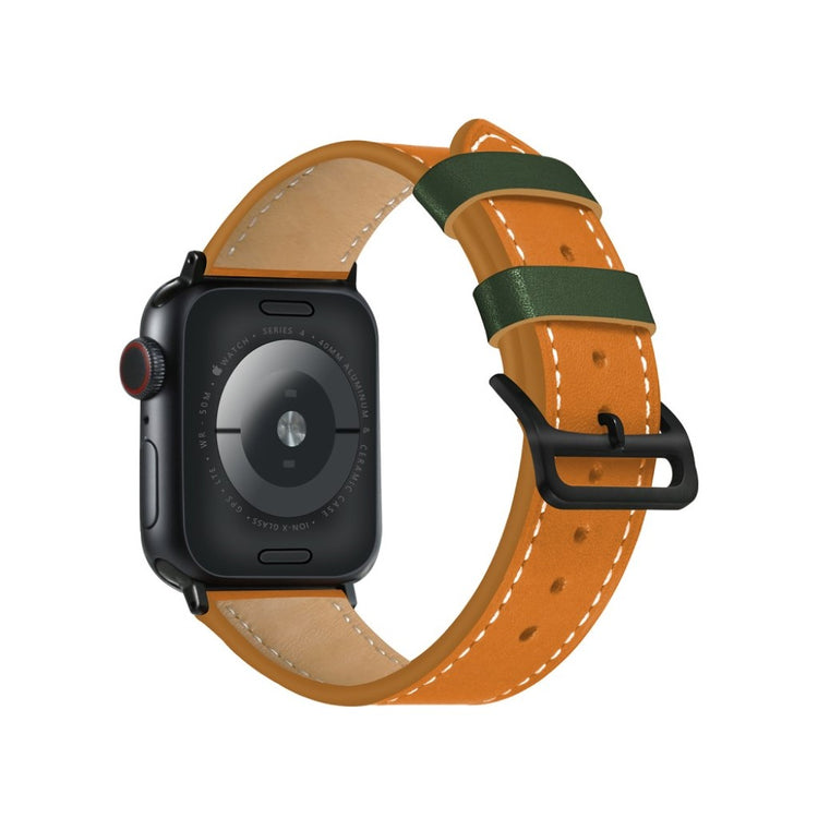 Apple Watch Series 5 44mm / Apple Watch 44mm Ægte læder Rem - Orange#serie_4