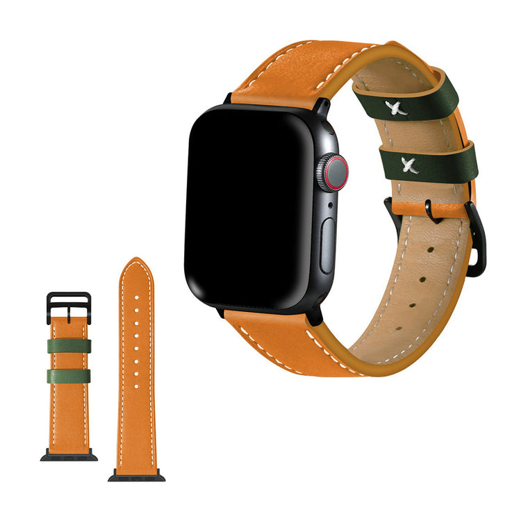 Apple Watch Series 5 44mm / Apple Watch 44mm Ægte læder Rem - Orange#serie_4