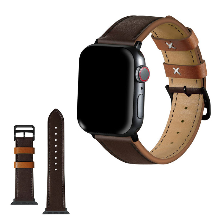 Apple Watch Series 5 44mm / Apple Watch 44mm Ægte læder Rem - Brun#serie_5