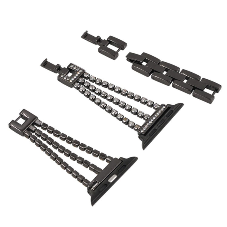 Apple Watch Series 5 44mm / Apple Watch 44mm Metal og Rhinsten Rem - Sort#serie_1