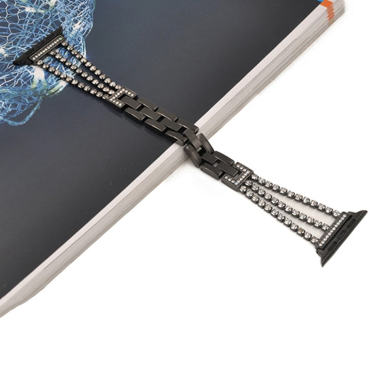 Apple Watch Series 5 44mm / Apple Watch 44mm Metal og Rhinsten Rem - Sort#serie_1