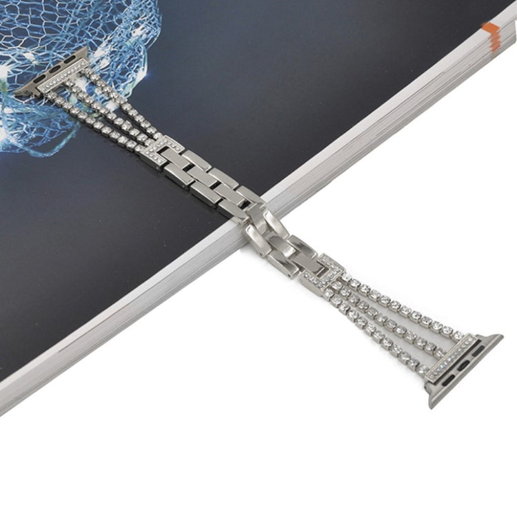 Apple Watch Series 5 44mm / Apple Watch 44mm Metal og Rhinsten Rem - Sølv#serie_2