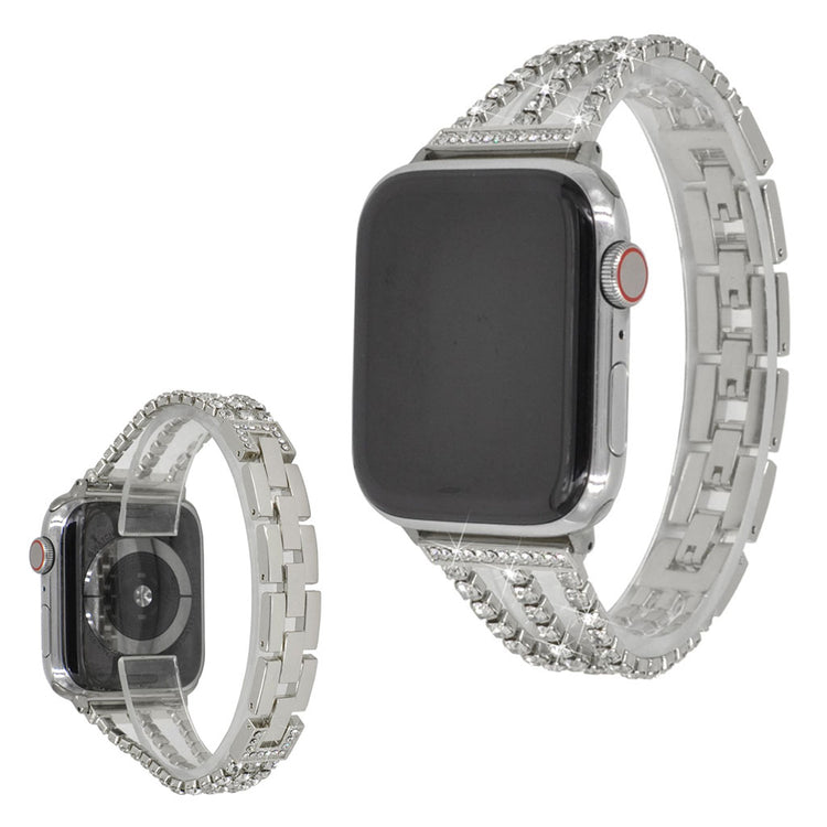 Apple Watch Series 5 44mm / Apple Watch 44mm Metal og Rhinsten Rem - Sølv#serie_2