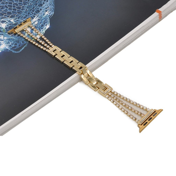 Apple Watch Series 5 44mm / Apple Watch 44mm Metal og Rhinsten Rem - Guld#serie_4