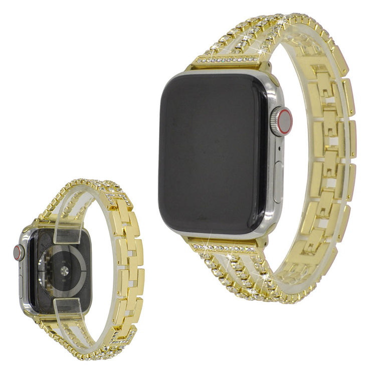 Apple Watch Series 5 44mm / Apple Watch 44mm Metal og Rhinsten Rem - Guld#serie_4