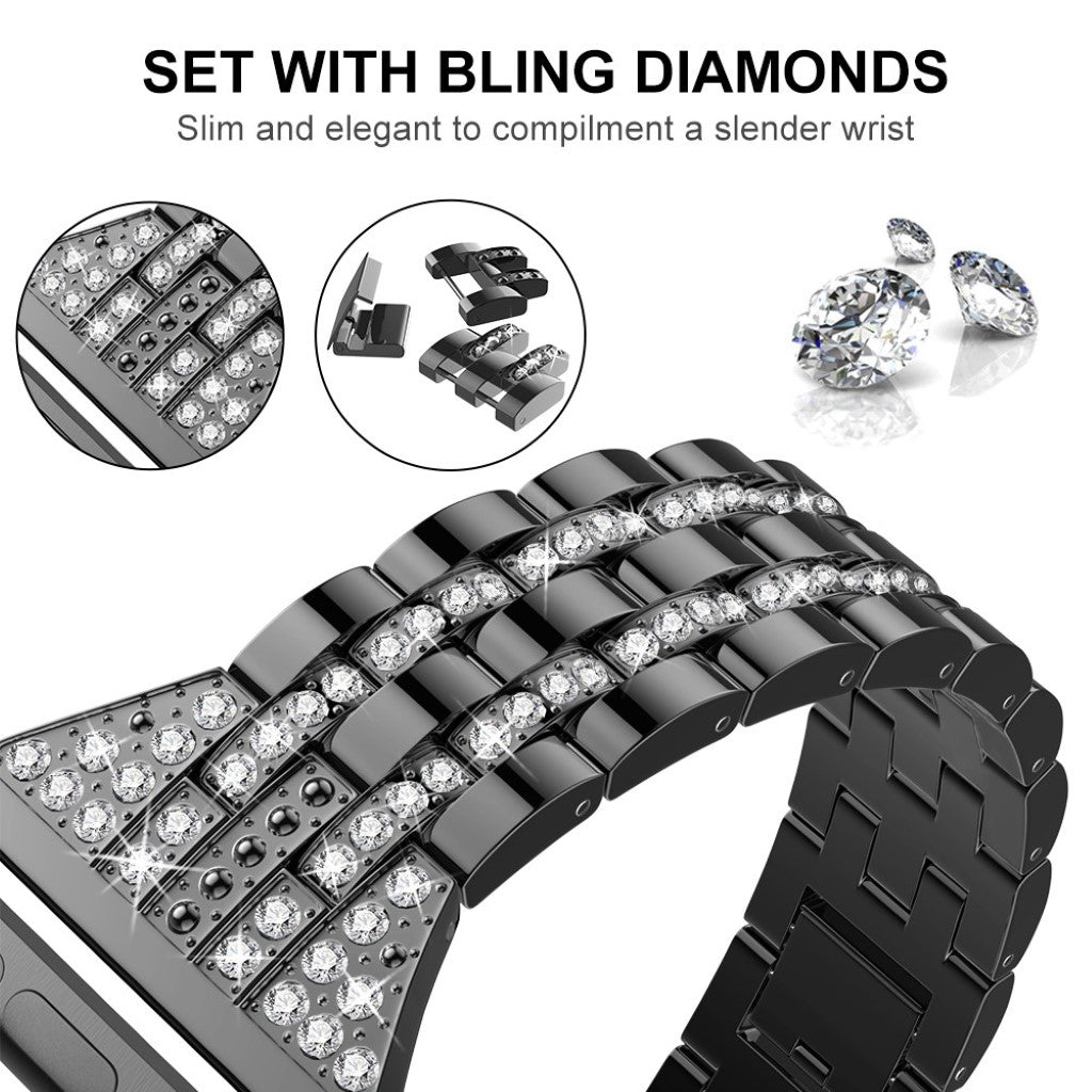 Apple Watch Series 5 44mm / Apple Watch 44mm Metal og Rhinsten Rem - Sort#serie_1