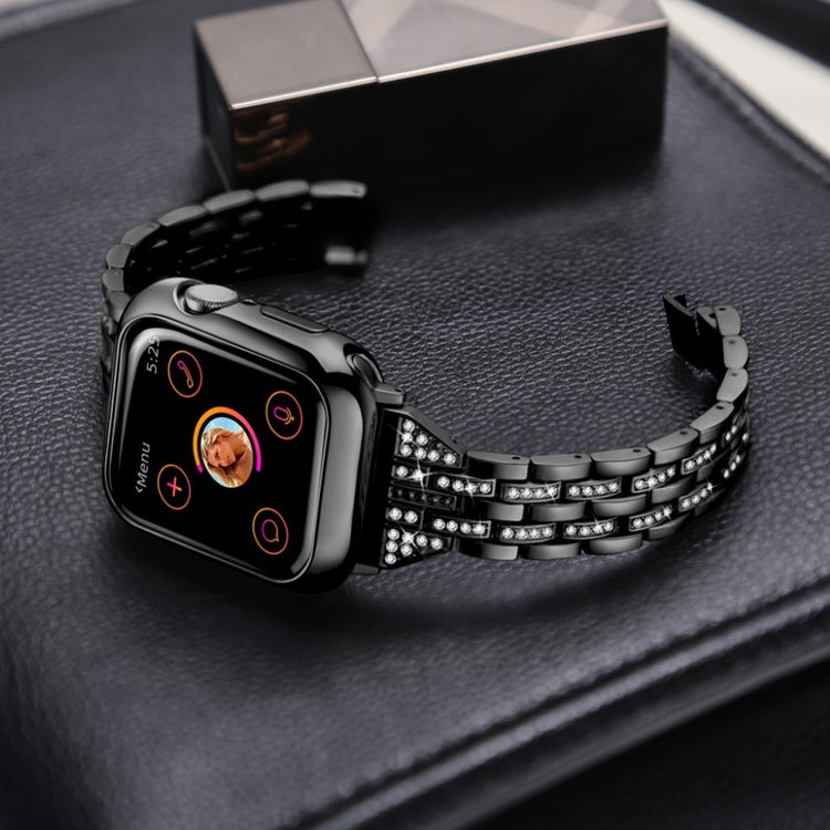 Apple Watch Series 5 44mm / Apple Watch 44mm Metal og Rhinsten Rem - Sort#serie_1