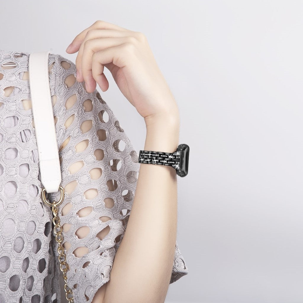 Apple Watch Series 5 44mm / Apple Watch 44mm Metal og Rhinsten Rem - Sort#serie_1