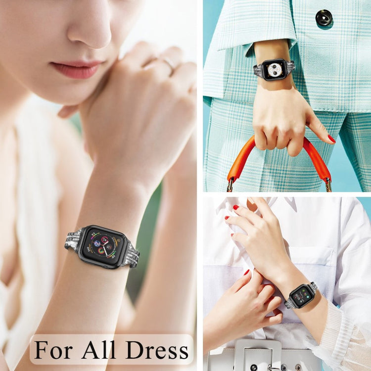 Apple Watch Series 5 44mm / Apple Watch 44mm Metal og Rhinsten Rem - Sort#serie_1