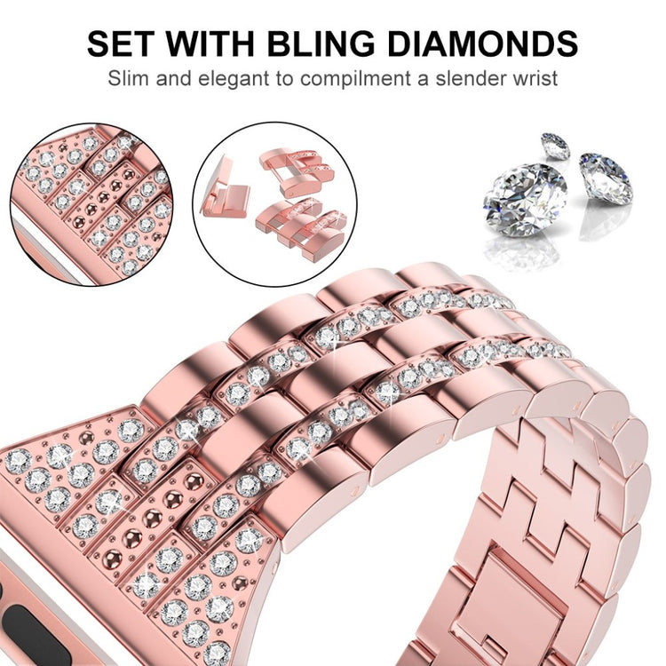 Apple Watch Series 5 44mm / Apple Watch 44mm Metal og Rhinsten Rem - Pink#serie_2