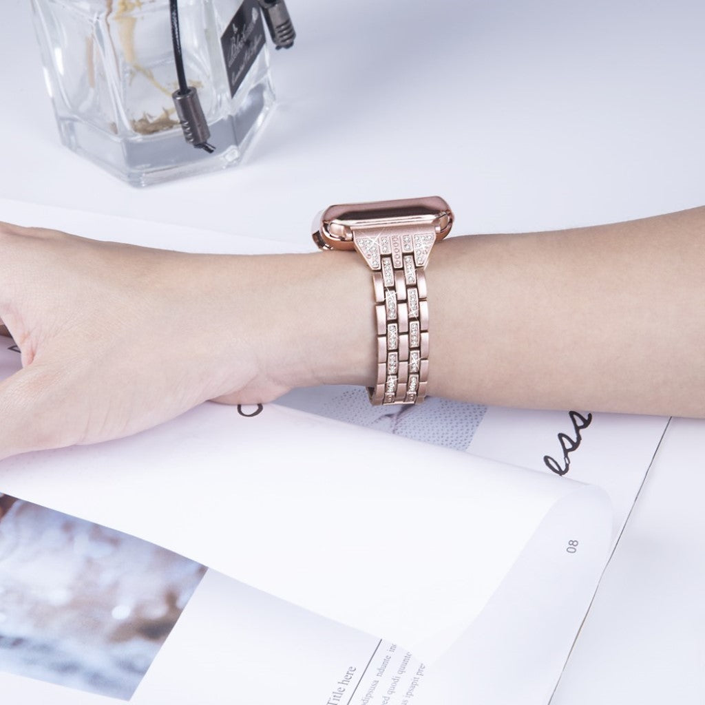 Apple Watch Series 5 44mm / Apple Watch 44mm Metal og Rhinsten Rem - Pink#serie_2