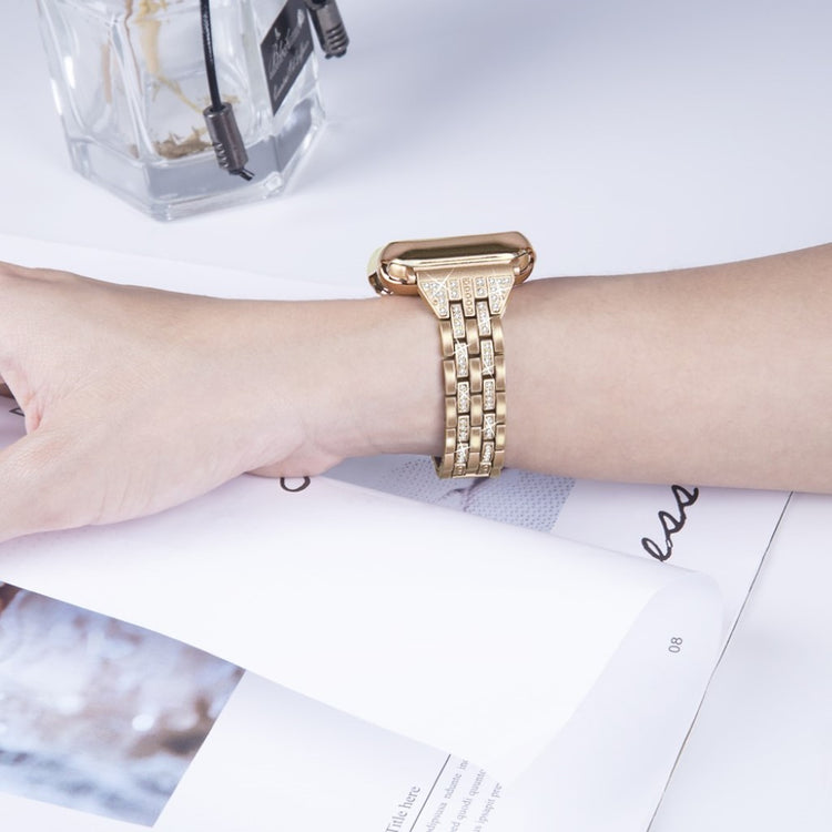 Apple Watch Series 5 44mm / Apple Watch 44mm Metal og Rhinsten Rem - Guld#serie_4