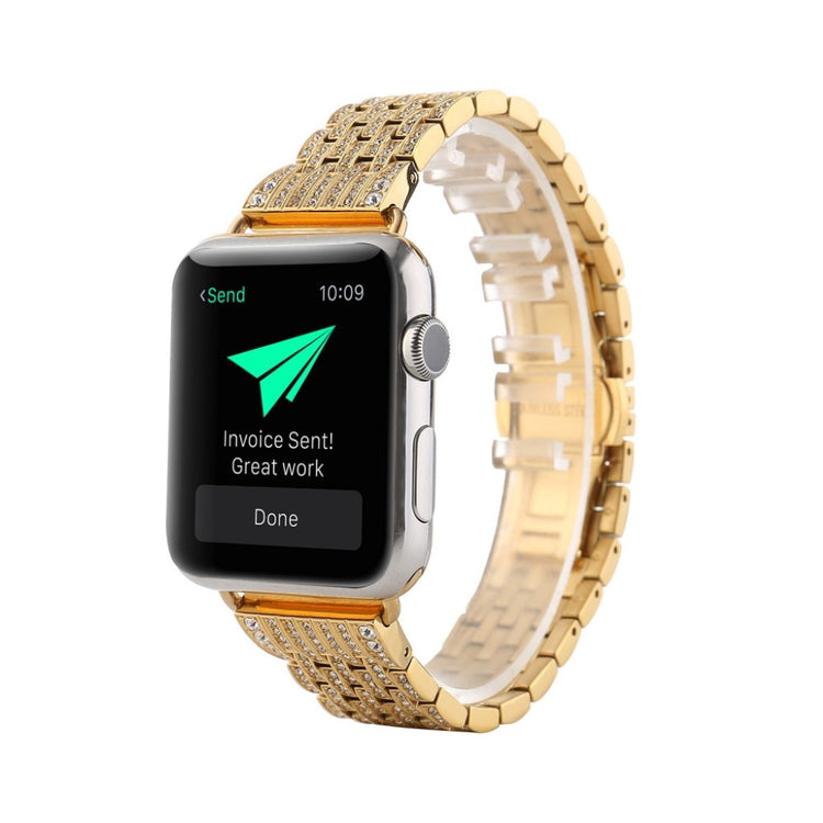 Apple Watch Series 5 44mm / Apple Watch 44mm Metal og Rhinsten Rem - Guld#serie_2