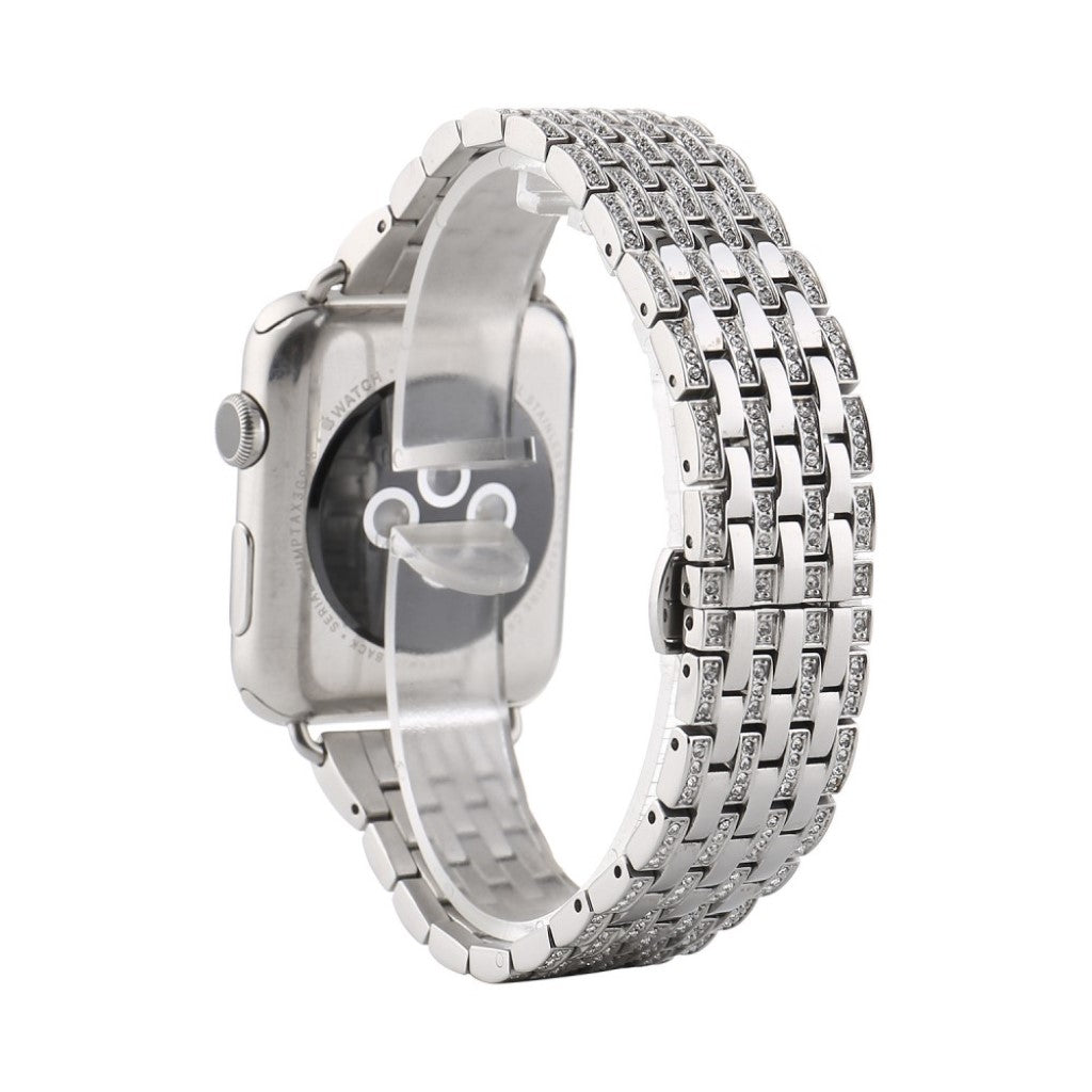 Apple Watch Series 5 44mm / Apple Watch 44mm Metal og Rhinsten Rem - Sølv#serie_4