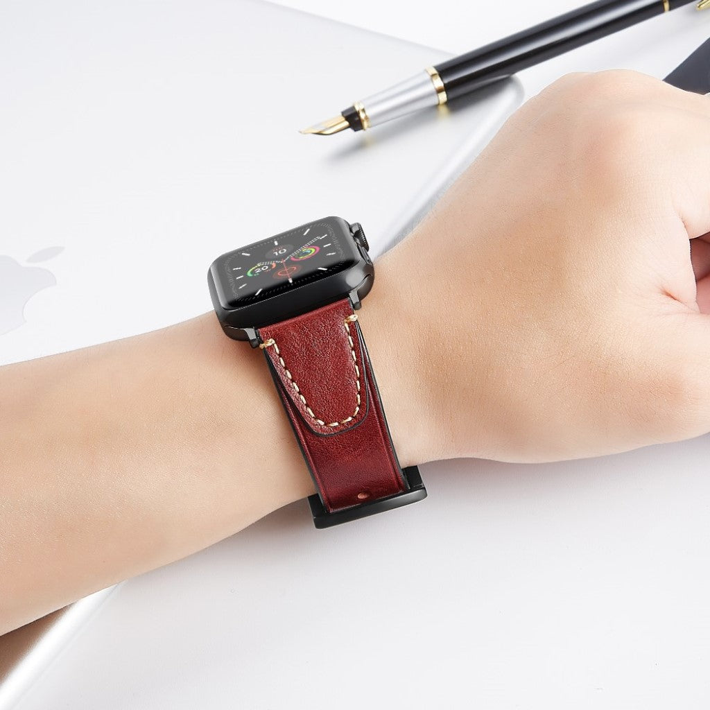 Stilfuld Universal Apple Ægte læder Rem - Rød#serie_2