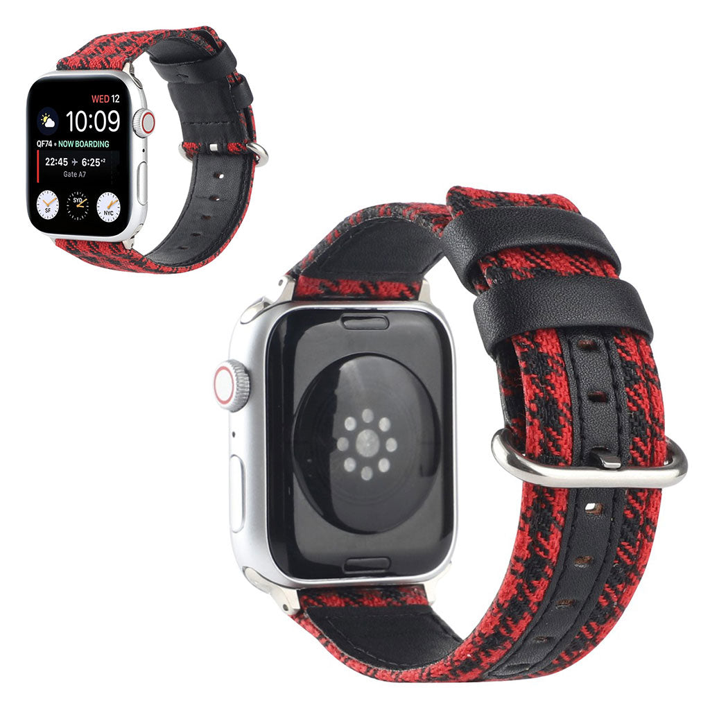 Apple Watch Series 6 / 5 44mm lattice pattern watch band - Red / Black#serie_2