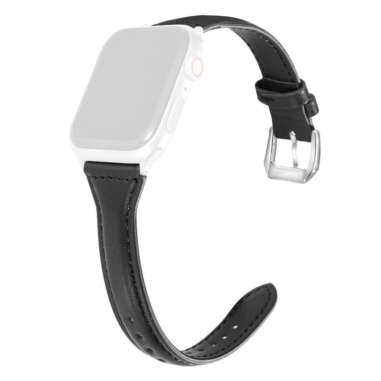 Apple Watch Series 6 / 5 44mm simple leather watch band - Black#serie_1