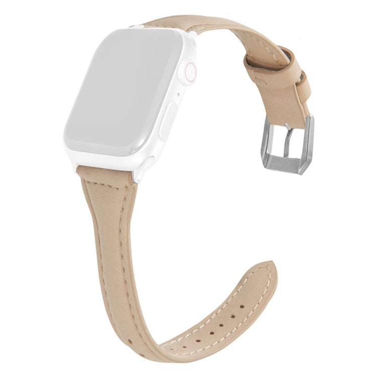 Apple Watch Series 6 / 5 44mm simple leather watch band - Khaki#serie_7