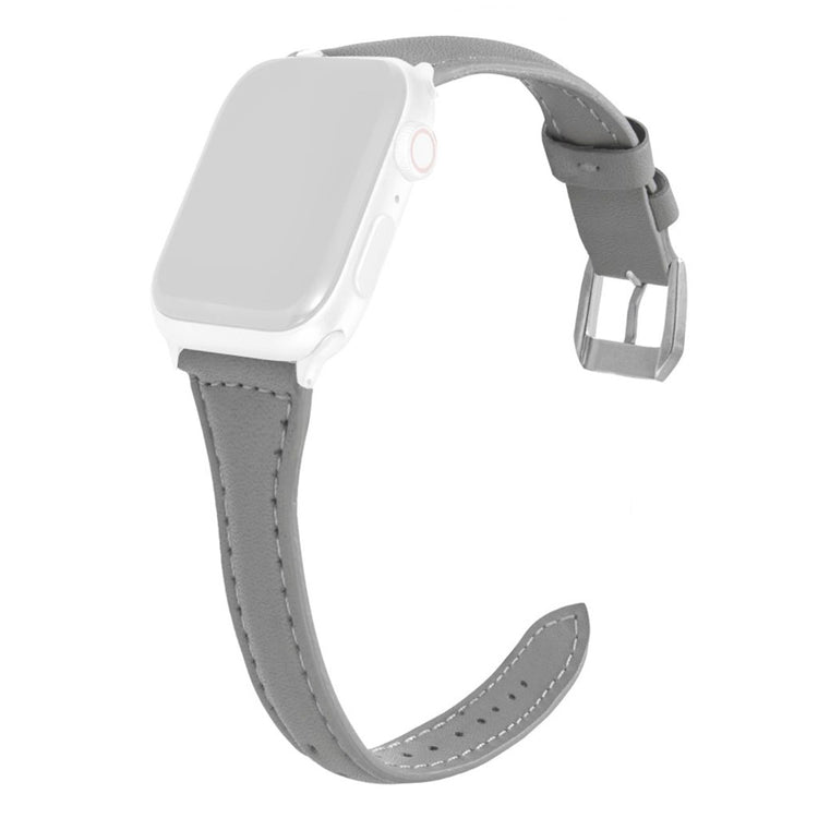 Apple Watch Series 6 / 5 44mm simple leather watch band - Grey#serie_8