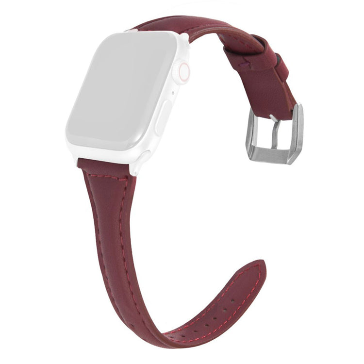 Apple Watch Series 6 / 5 44mm simple leather watch band - Wine Red#serie_9