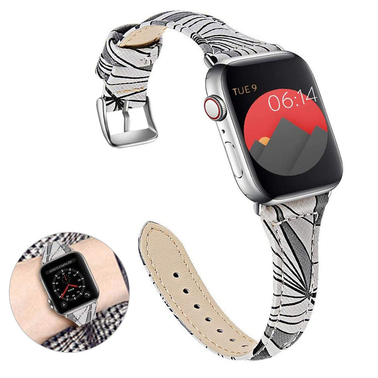 Tidsløst Universal Apple Ægte læder Rem - Sølv#serie_3