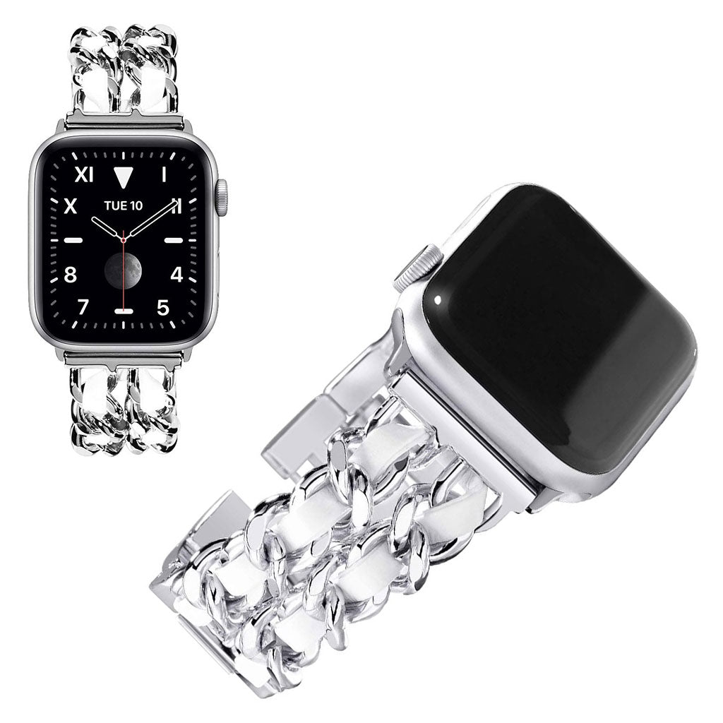 Super pænt Universal Apple Metal og Kunstlæder Rem - Sølv#serie_7