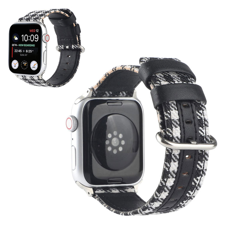 Apple Watch Series 6 / 5 40mm lattice pattern watch band - White / Black#serie_1