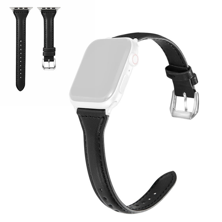 Apple Watch Series 6 / 5 40mm simple leather watch band - Black#serie_1