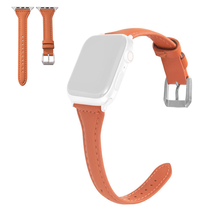 Apple Watch Series 6 / 5 40mm simple leather watch band - Orange#serie_10