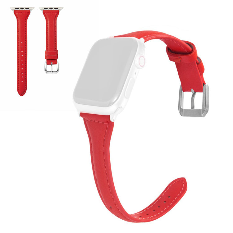 Apple Watch Series 6 / 5 40mm simple leather watch band - Red#serie_11