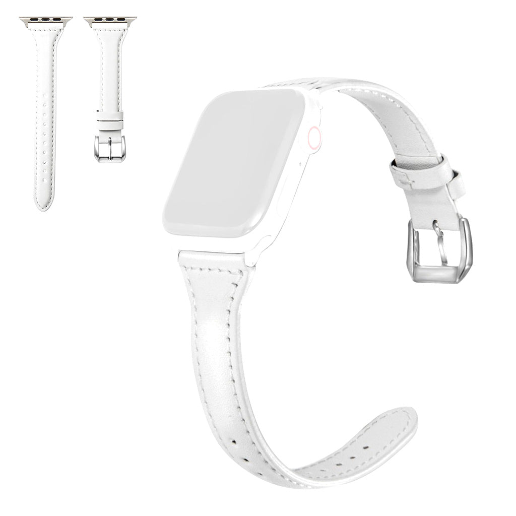 Apple Watch Series 6 / 5 40mm simple leather watch band - White#serie_2