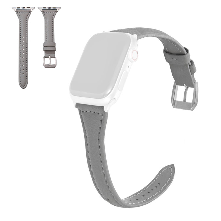 Apple Watch Series 6 / 5 40mm simple leather watch band - Grey#serie_8