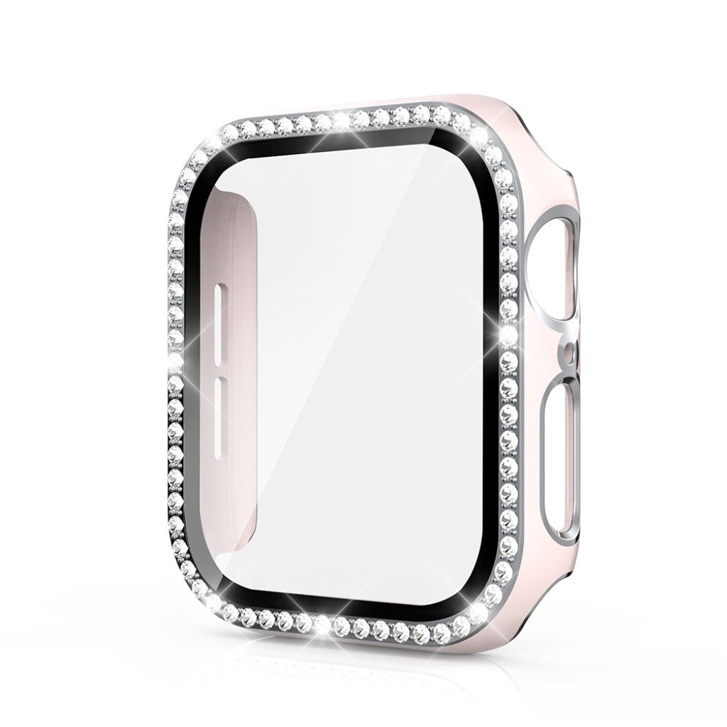 Super Fed Apple Watch 40mm Cover med Skærmbeskytter i Plastik, Rhinsten og Hærdet Glas - Pink#serie_5