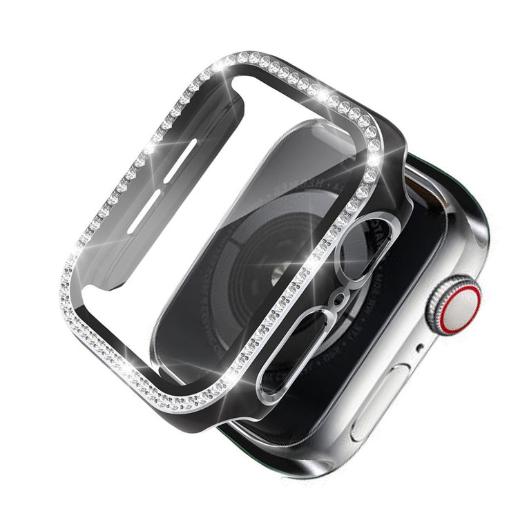 Super Fed Apple Watch 40mm Cover med Skærmbeskytter i Plastik, Rhinsten og Hærdet Glas - Sort#serie_6