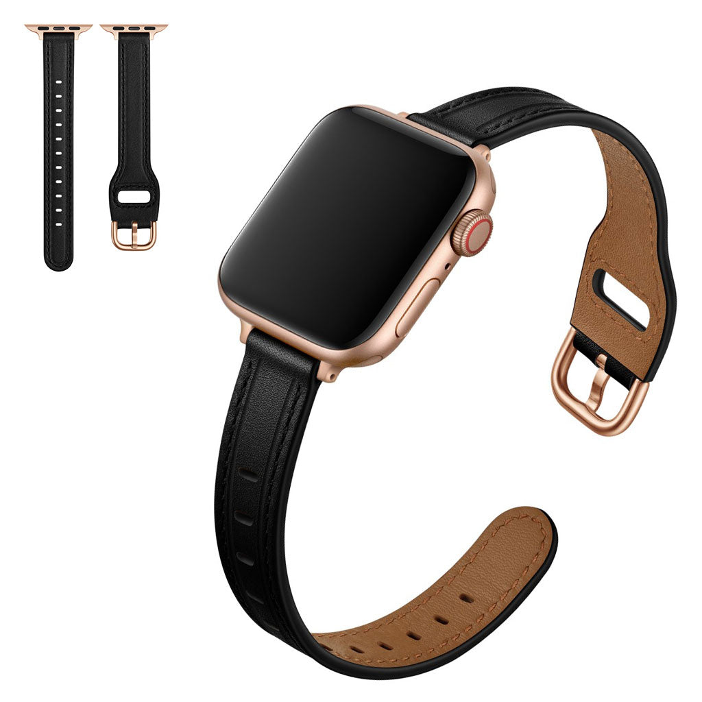 Mega komfortabel Universal Apple Ægte læder Rem - Sort#serie_6