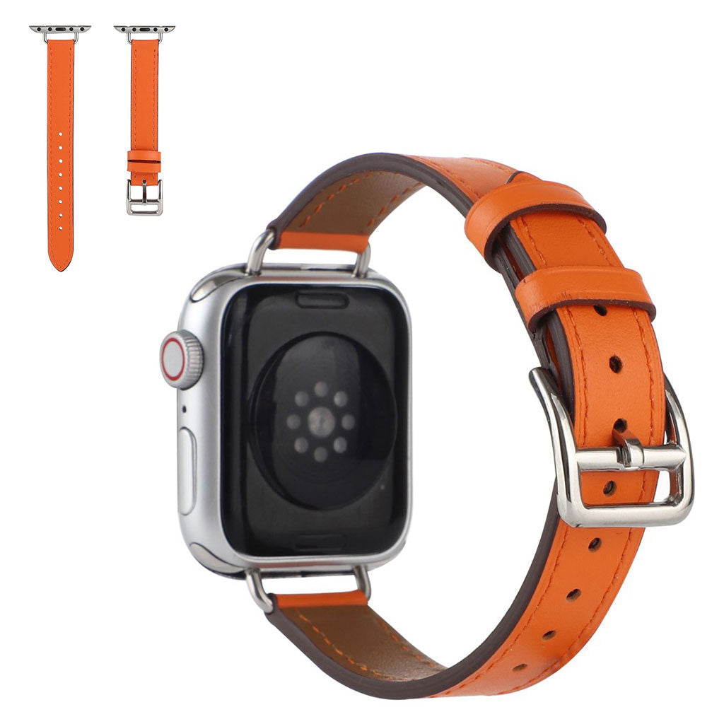 Mega slidstærk Universal Apple Ægte læder Rem - Orange#serie_3