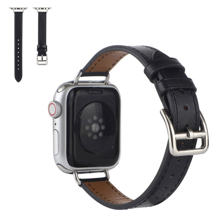 Mega slidstærk Universal Apple Ægte læder Rem - Sort#serie_4