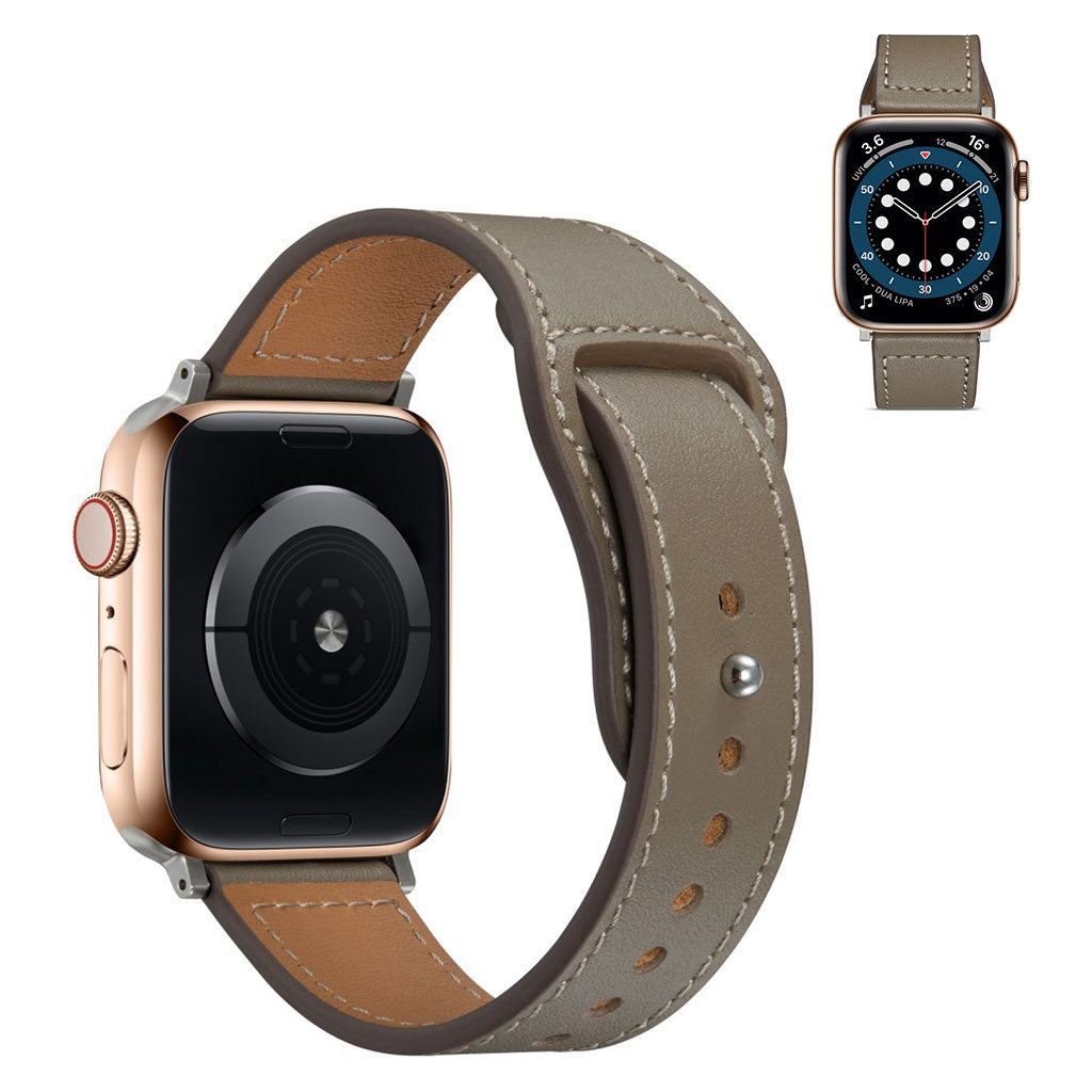 Meget flot Universal Apple Ægte læder Rem - Sølv#serie_3